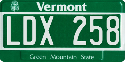 VT license plate LDX258