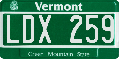 VT license plate LDX259