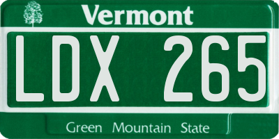 VT license plate LDX265