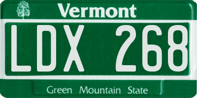 VT license plate LDX268