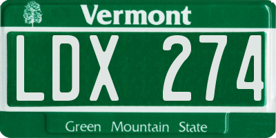 VT license plate LDX274