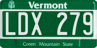 VT license plate LDX279
