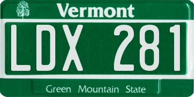 VT license plate LDX281