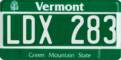 VT license plate LDX283