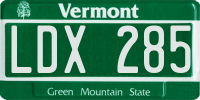 VT license plate LDX285