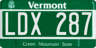 VT license plate LDX287
