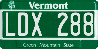 VT license plate LDX288