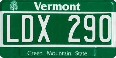 VT license plate LDX290
