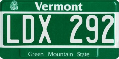 VT license plate LDX292