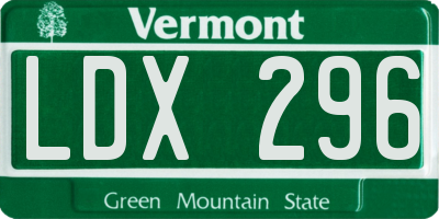 VT license plate LDX296