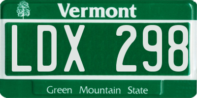 VT license plate LDX298