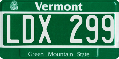 VT license plate LDX299