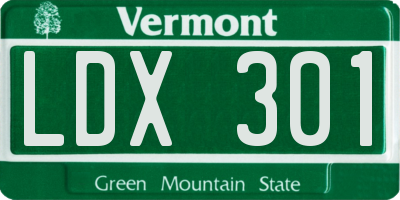 VT license plate LDX301