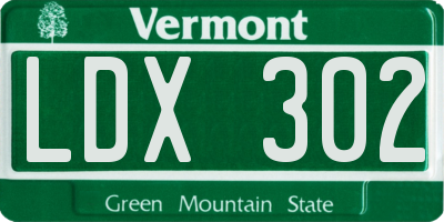 VT license plate LDX302