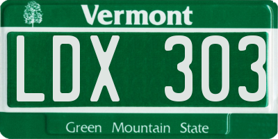 VT license plate LDX303