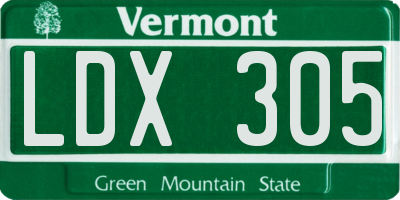 VT license plate LDX305