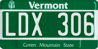 VT license plate LDX306