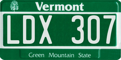VT license plate LDX307