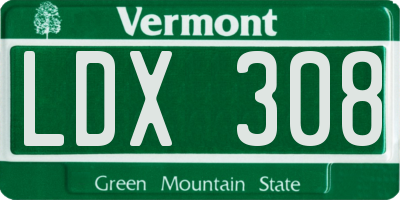 VT license plate LDX308