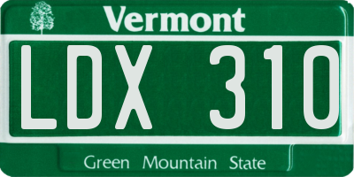 VT license plate LDX310