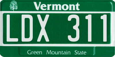 VT license plate LDX311