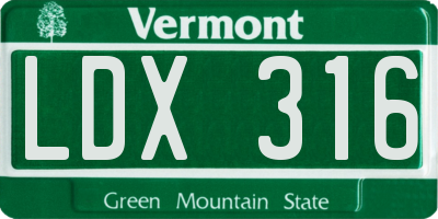 VT license plate LDX316