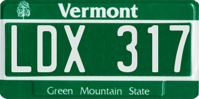 VT license plate LDX317