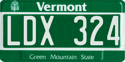 VT license plate LDX324