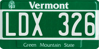 VT license plate LDX326