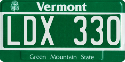 VT license plate LDX330