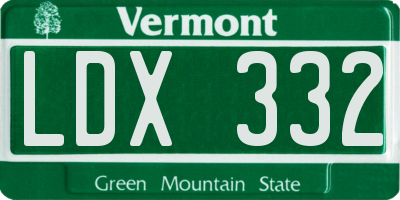 VT license plate LDX332
