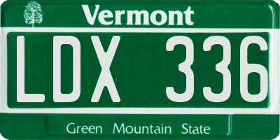 VT license plate LDX336