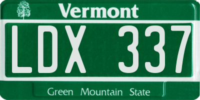 VT license plate LDX337