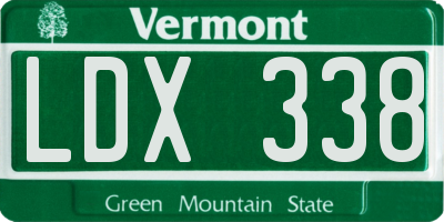 VT license plate LDX338