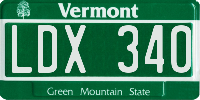 VT license plate LDX340