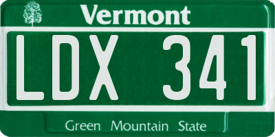 VT license plate LDX341