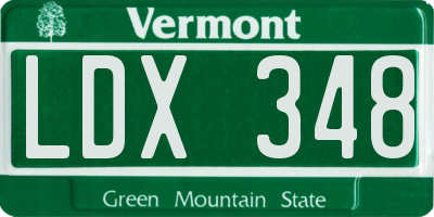 VT license plate LDX348