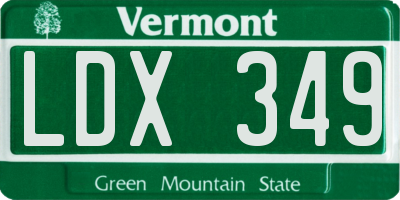 VT license plate LDX349