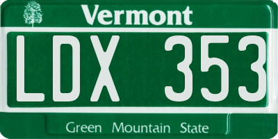 VT license plate LDX353