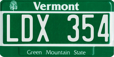 VT license plate LDX354