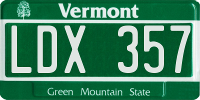VT license plate LDX357