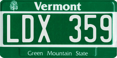 VT license plate LDX359