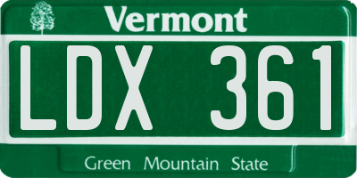 VT license plate LDX361