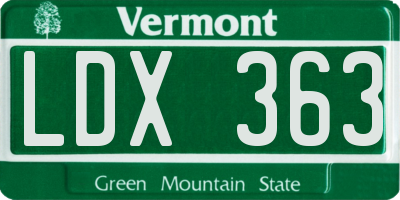 VT license plate LDX363