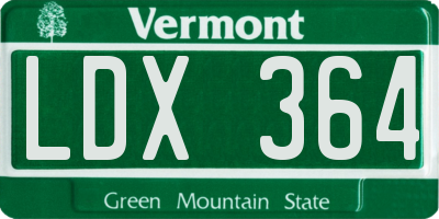 VT license plate LDX364