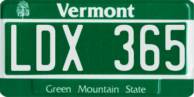 VT license plate LDX365