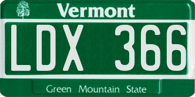VT license plate LDX366