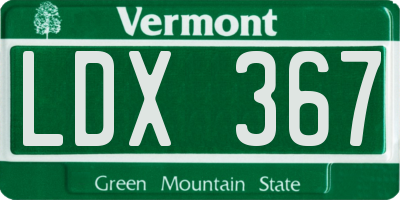 VT license plate LDX367