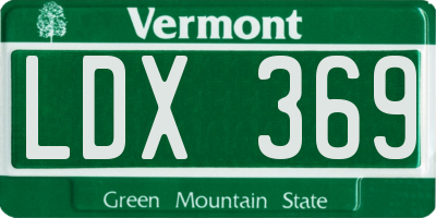 VT license plate LDX369
