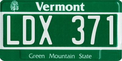 VT license plate LDX371
